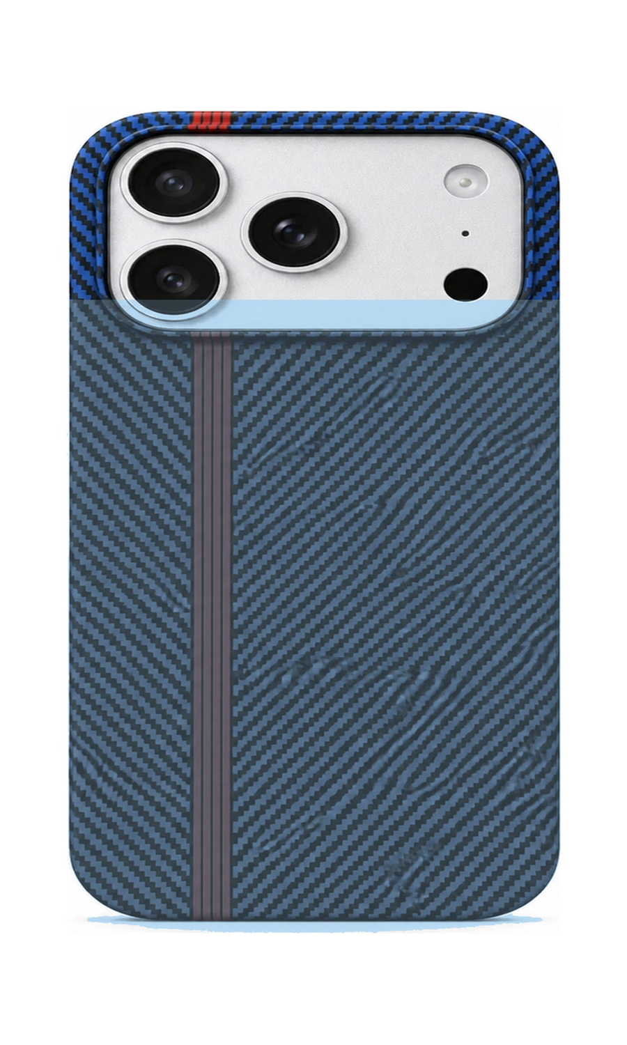 AP Lab Pro color SKU image v1: Light Blue with White Stripe iPhone case front view — large product scale on white background