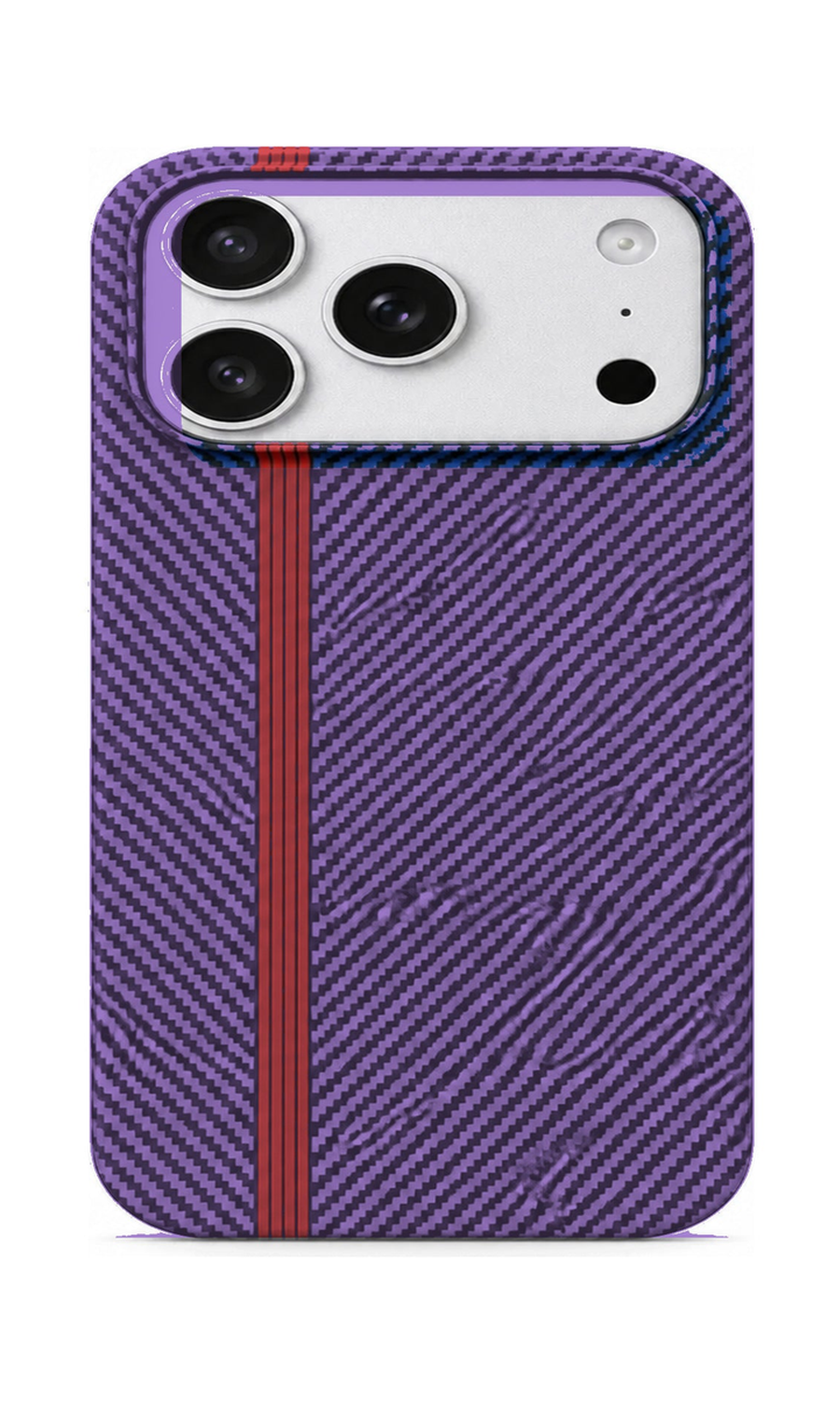 AP Lab Pro color SKU image v1: Deep Purple with Red Stripe iPhone case front view — large product scale on white background