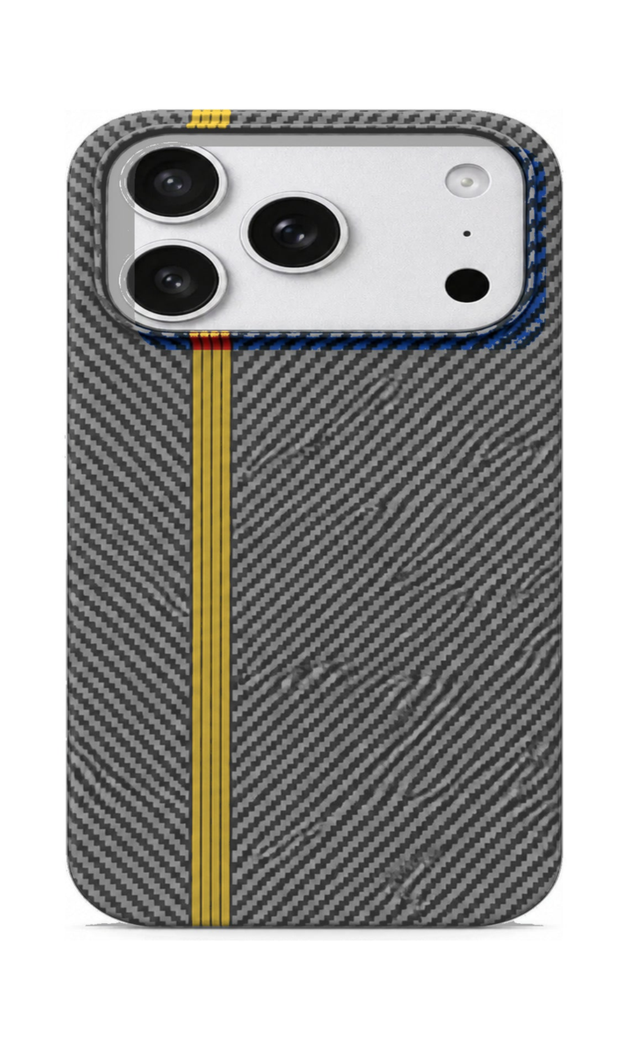 AP Lab Pro color SKU image v1: Beige with Yellow Stripe iPhone case front view — large product scale on white background