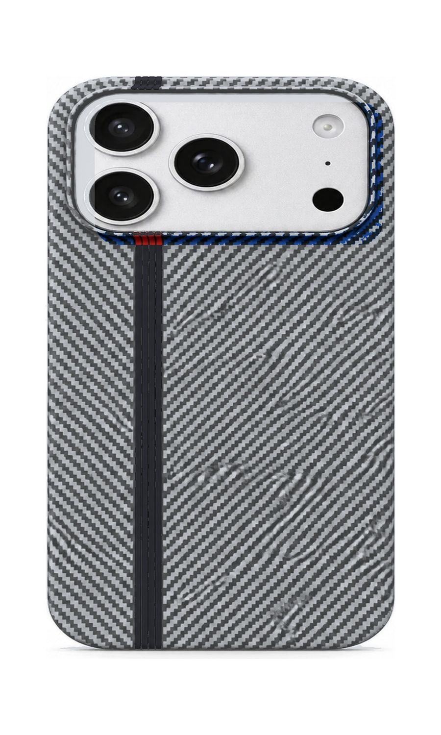 AP Lab Pro color SKU image v1: Silver with Black Stripe iPhone case front view — large product scale on white background