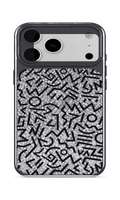 AP Lab Pro color SKU image v1: Doodle Black iPhone case front view — large product scale on white background