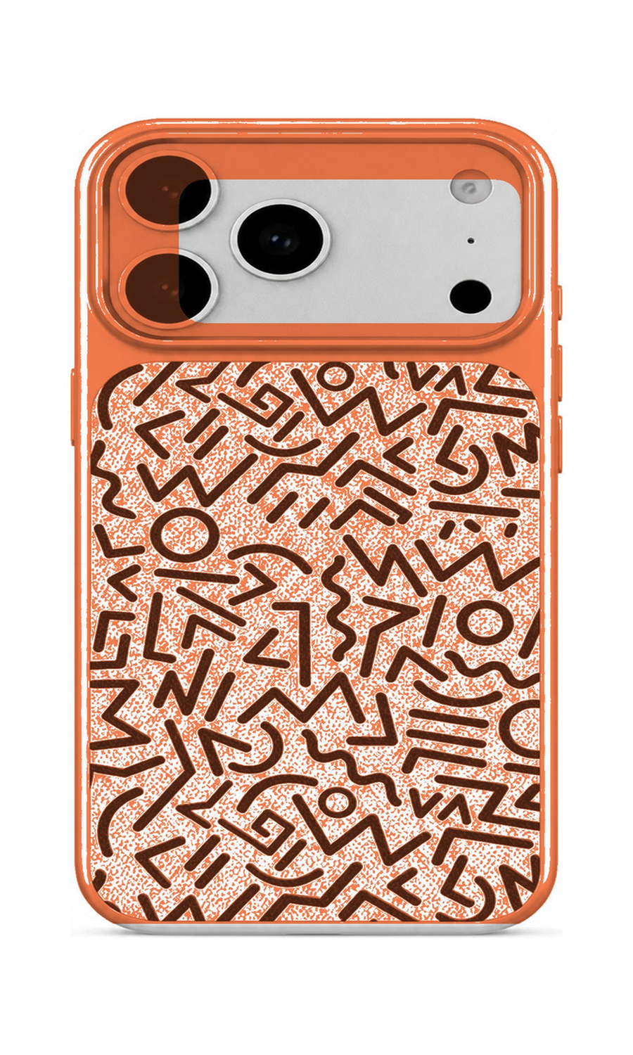 AP Lab Pro color SKU image v1: Doodle Orange iPhone case front view — large product scale on white background