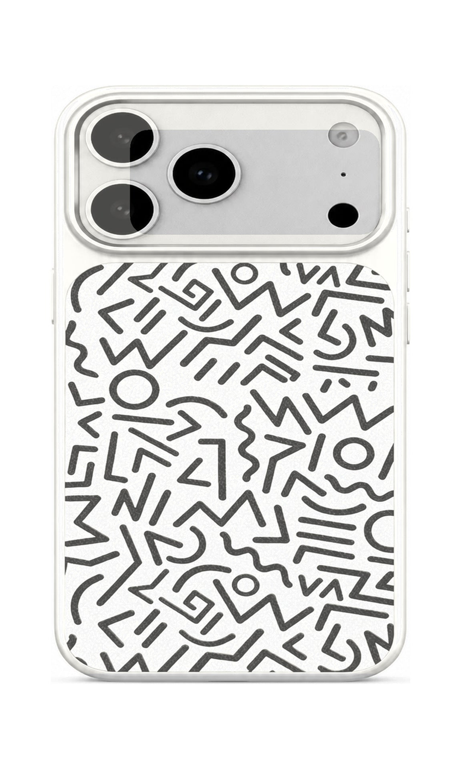 AP Lab Pro color SKU image v1: Doodle White iPhone case front view — large product scale on white background