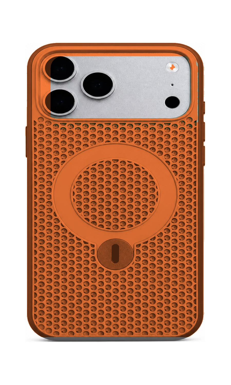 AP Lab Pro color SKU image v1: Vibrant Orange iPhone case front view — large product scale on white background